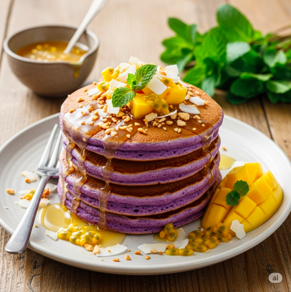 ube mochi pancakes